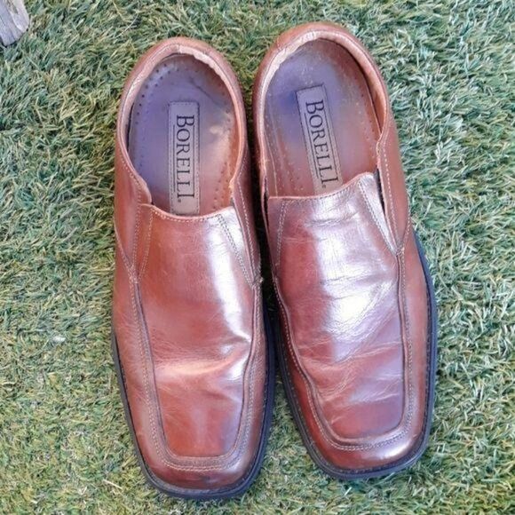 Borelli 321033 Broadway Loafer Brown Leather Square Toe Dress‎ Shoes Sz 9.5 - Picture 2 of 8